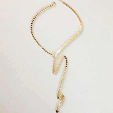 Y Drop disc necklace, Brass with 22k gold plated necklace for women, Handmade jewelry